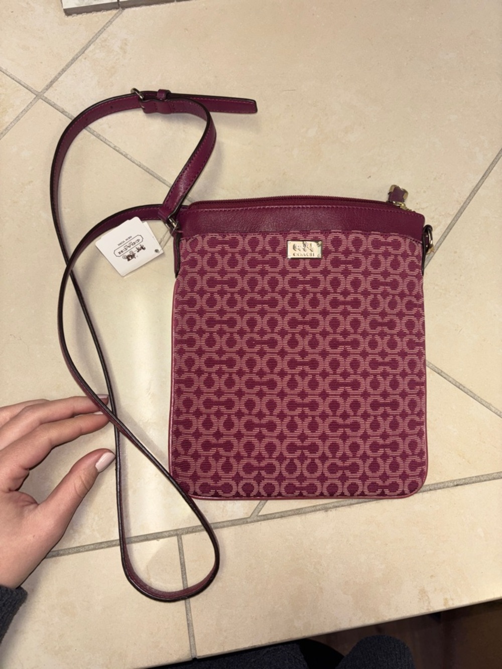 Coach Op Art Swingpack in Cranberry